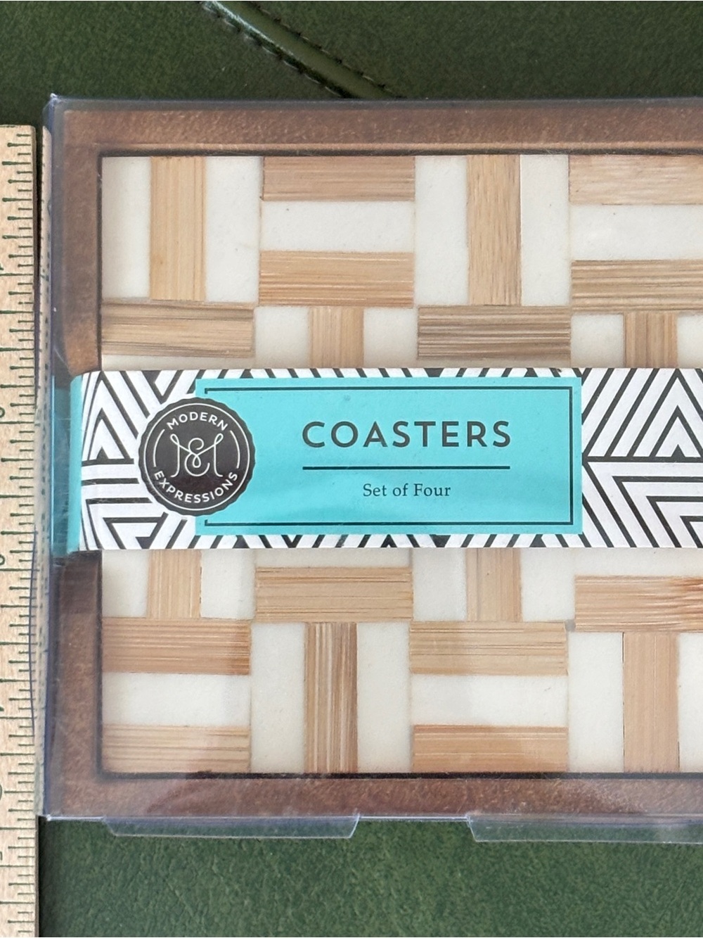 Modern Expressions Bamboo and stone inlay Coasters - Set of Four